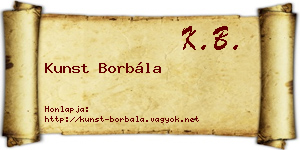 Kunst Borbála névjegykártya